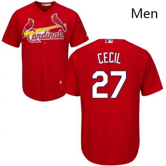 Mens Majestic St Louis Cardinals 27 Brett Cecil Replica Red Cool Base MLB Jersey